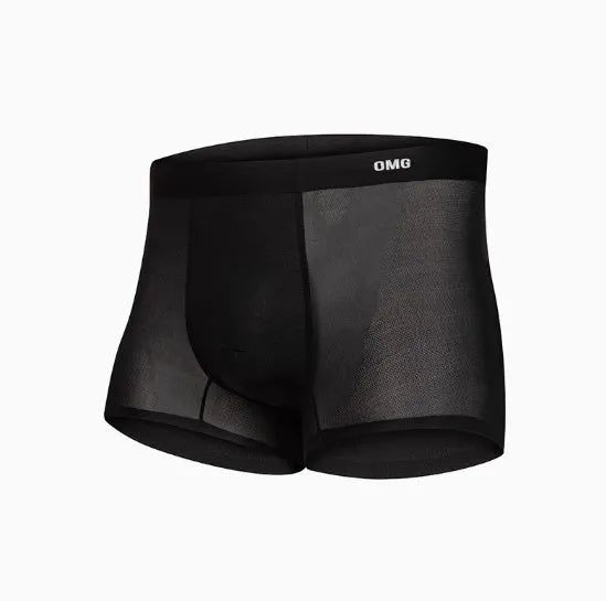 Men's lightweight seamless antibacterial sports underwear in black, shown flat.
