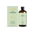 Golden castor oil 100ml glass bottle with golden-coloured oil visible inside
