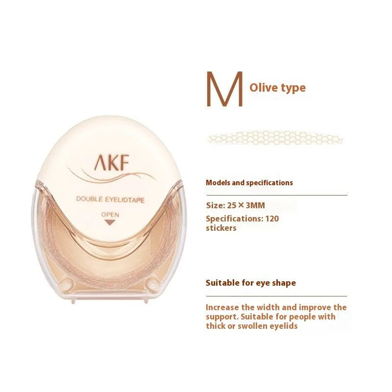 Roll of invisible lace double eyelid stickers in choice of Crescent or Olive styles, 120 count.