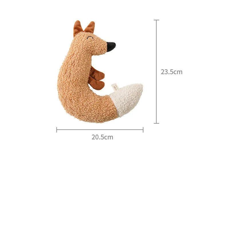 Cartoon fox and duckling plush dog toys with bite-resistant teddy velvet fabric