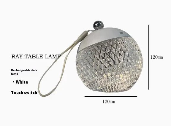 Modern spherical desk lamp in chrome colour with touch dimmable control
