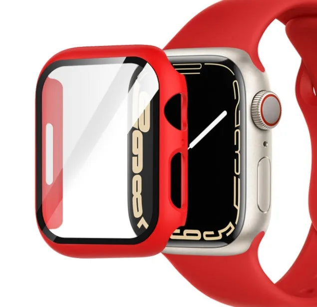 PC tempered film protective case for Apple Watch in multiple colours and sizes.