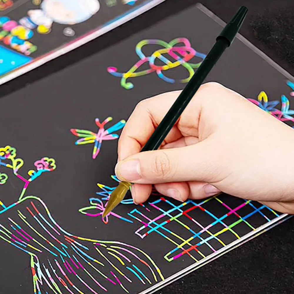 White scratch art pen with metal tip for children's crafts
