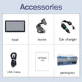 7 inch car GPS navigation device with touch screen displayed on a dashboard mount