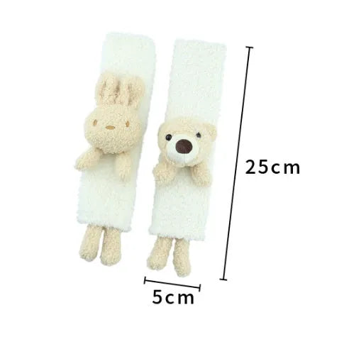 Lamb wool car seatbelt shoulder protector with cartoon bear design