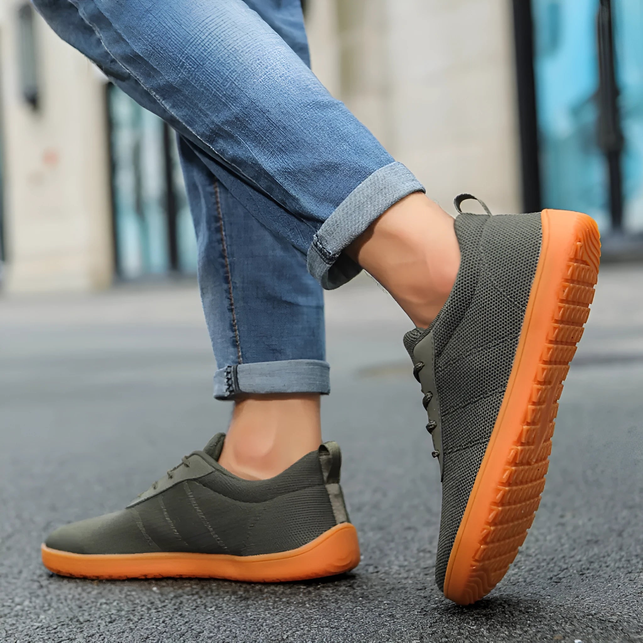 Men's casual walking shoes with Flyknit upper and rubber sole in multiple colour options