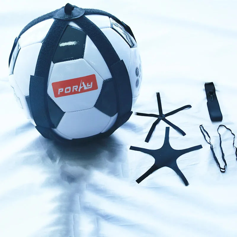 Black football juggling belt with a 2-metre tether for solo training and fitness exercises.