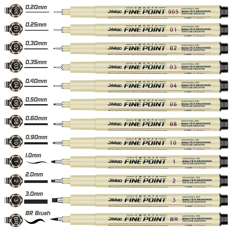 Needle drawing pen with waterproof hook line art cartoon design and hand-drawn syringe sketch styles