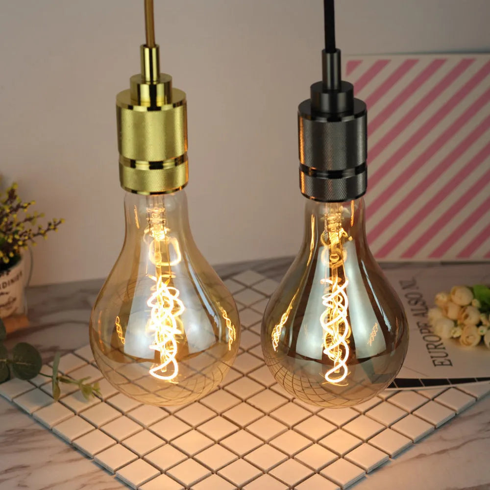 Double helix spiral LED soft light strip in gold or grey colour measuring 110mm by 200mm