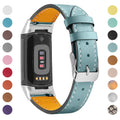 Genuine leather replacement strap for Fitbit Charge 5 and Charge 6 smartwatches in multiple colour options.