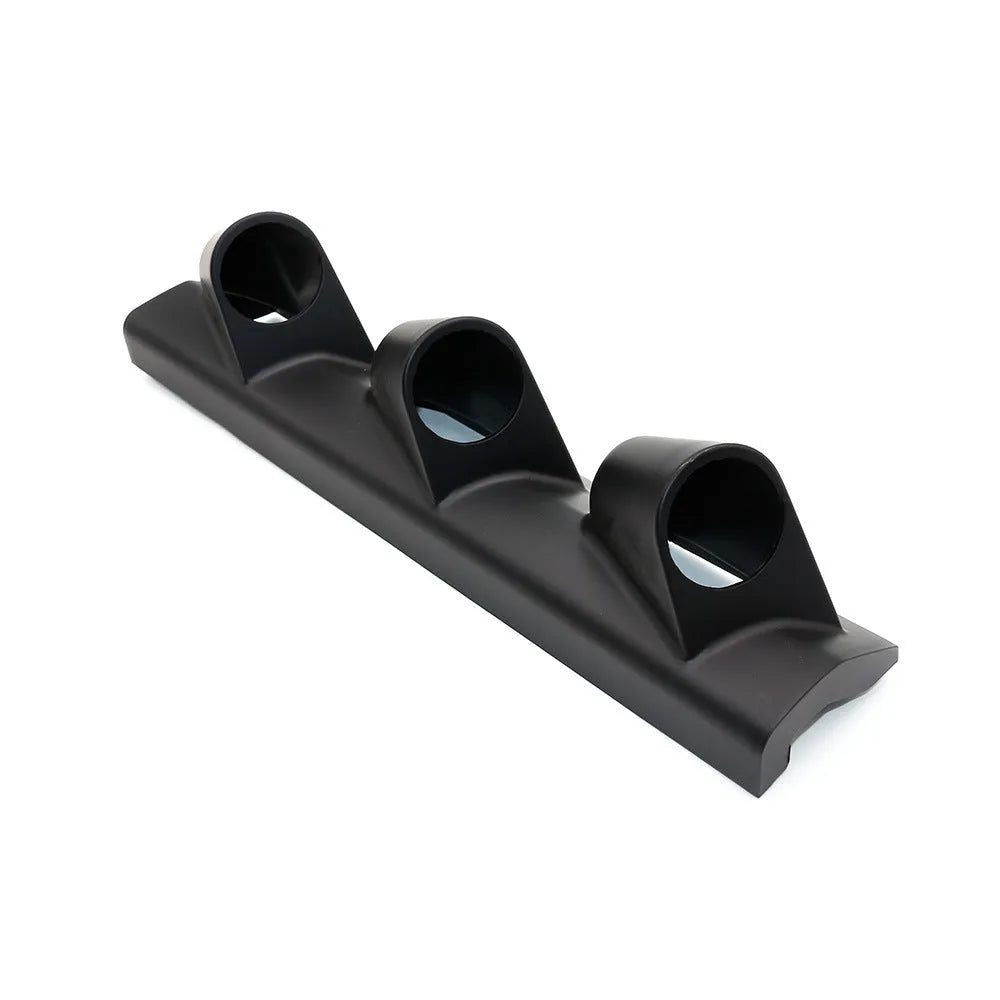 Black ABS plastic instrument stand with three mounting holes and 52mm gauge opening