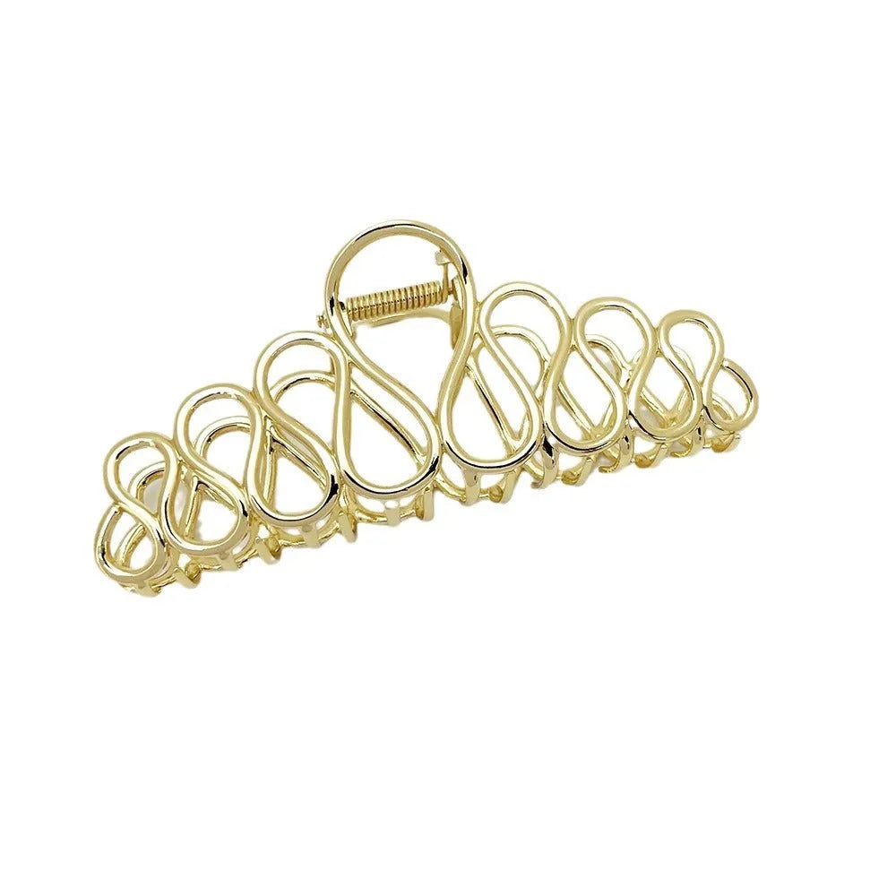 Gold minimalist large hair clip with 4.5 cm tassel decoration for women's updos