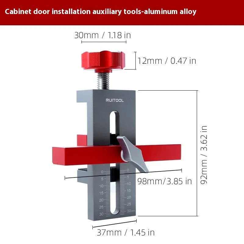 Aluminium alloy cabinet door installation aid with diamond-shaped hinge drilling template for woodworking