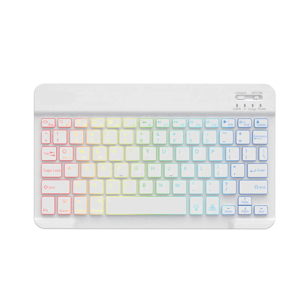 10-inch wireless Bluetooth keyboard with multi-colour LED backlighting for tablets and mobile phones
