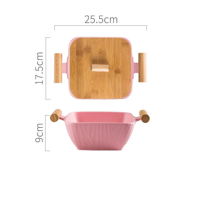Ceramic serving bowl with irregular modern shape and matching lid in various colour options