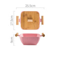 Ceramic serving bowl with irregular modern shape and matching lid in various colour options