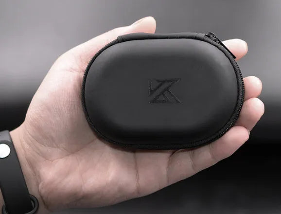 Black oval leather earphone storage bag for Etymotic EDX PRO and compatible models