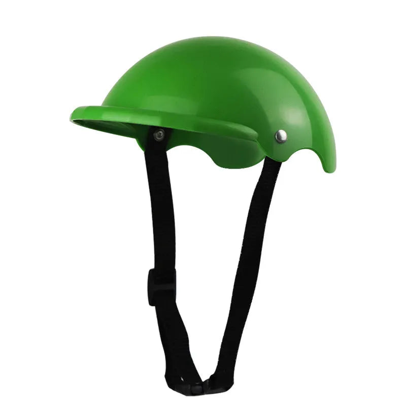 S size plastic pet helmet for motorcycle safety in black, green, pink or yellow monochrome colours