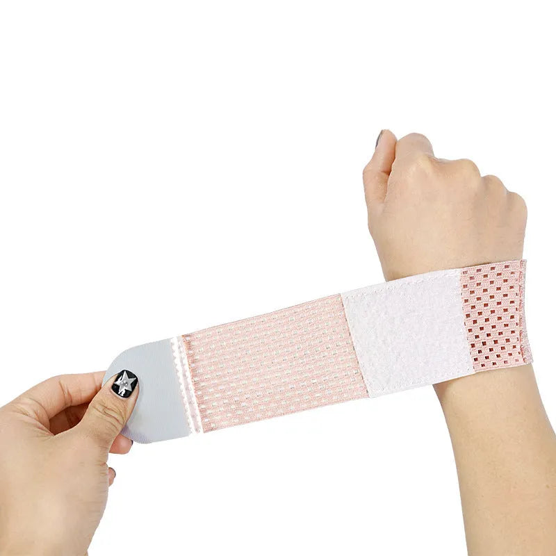 High elastic breathable athletic wristguard for wrist support in pink, black, or grey.