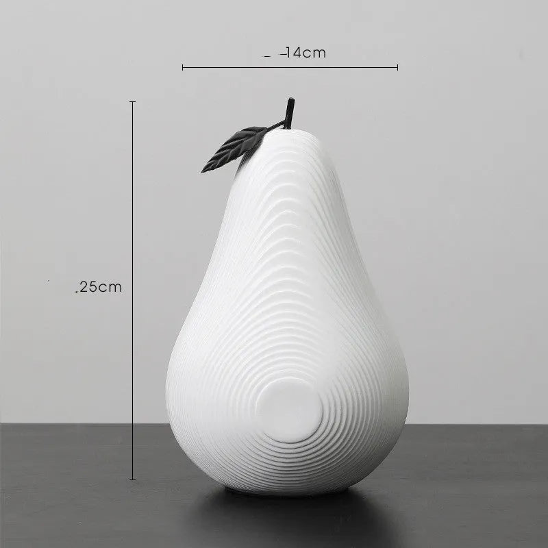Resin decorative crafts set showing high black apple and low white pear sculptures