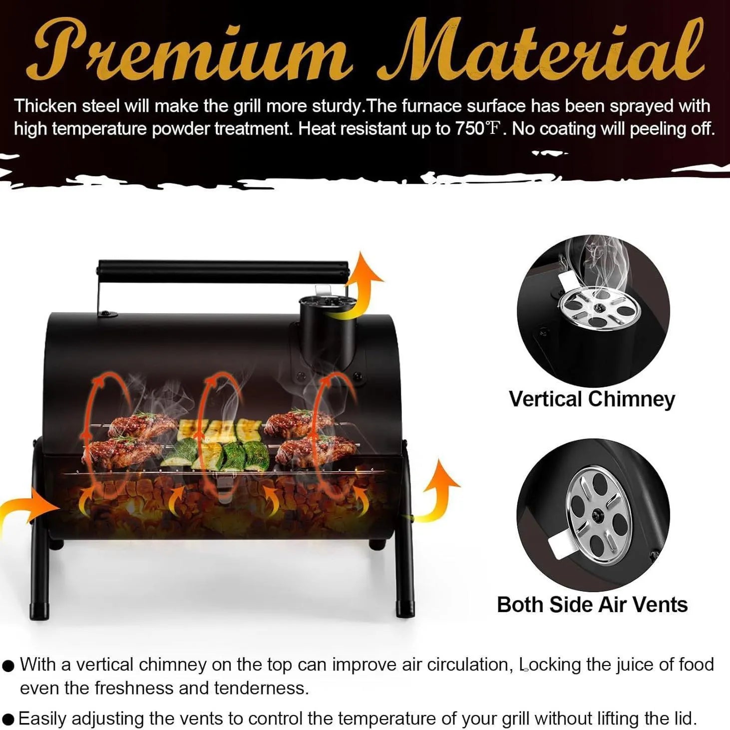 Small foldable charcoal barbecue stove with grill attachment on desktop