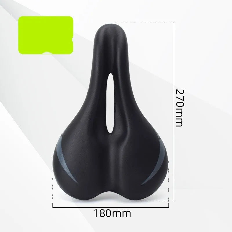 Bicycle seat cushion with hollow centre design, PU leather cover, measuring 270mm by 180mm