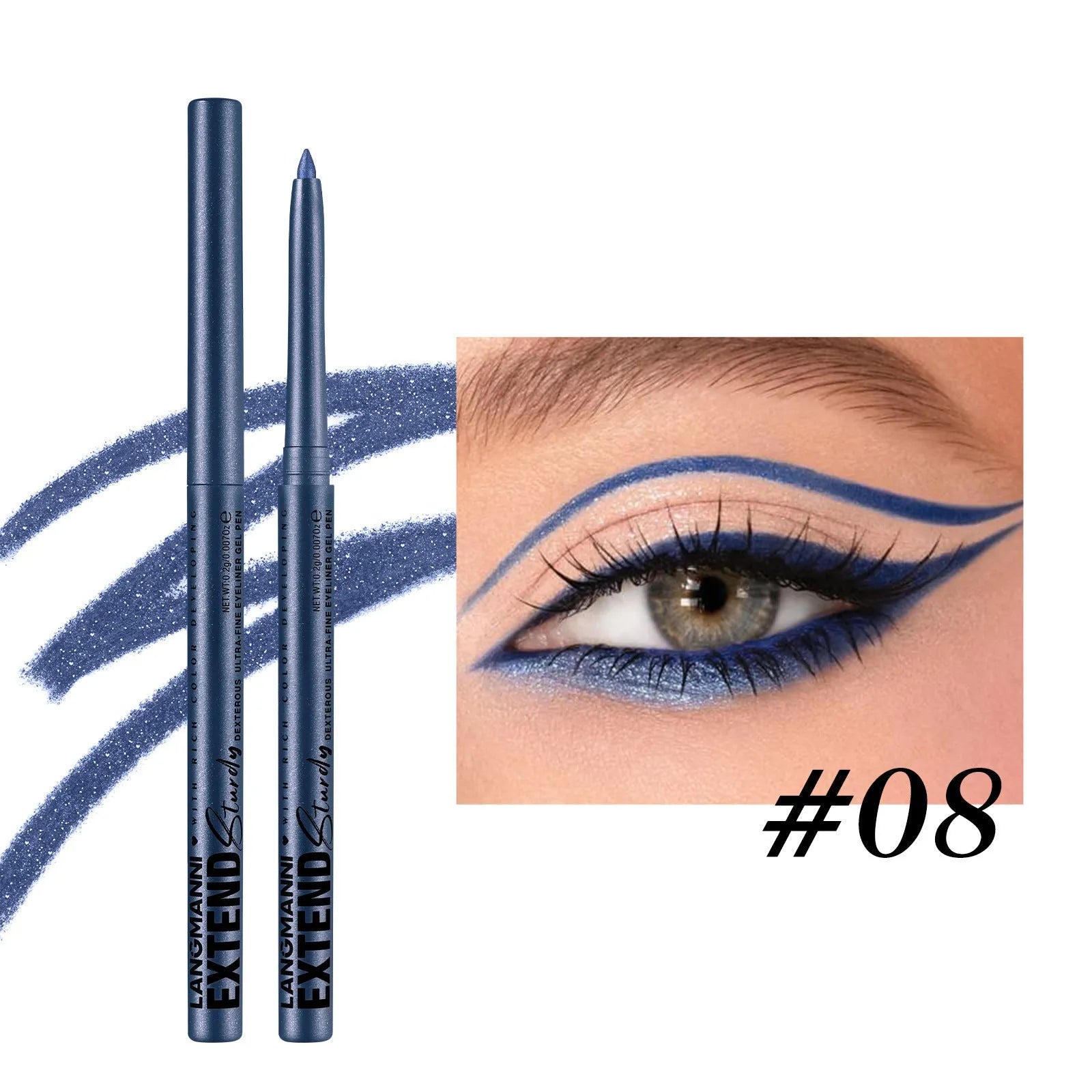 12 colourful gel glitter eyeliner pencils in vibrant shades including matte, glitter, metallic and pearl effects