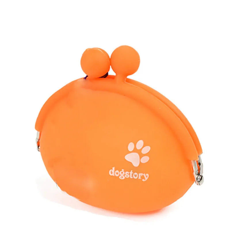 Yellow silicone dog treat bag with hook and loop closure for training and walks