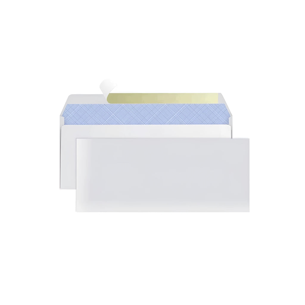 Blue anti-opening confidential envelope with self-adhesive seal, 105x240mm size