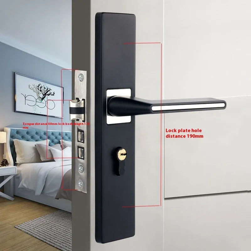 Aluminium alloy split magnetic door lock handle body with mute mechanism for timber doors in black and silver finish