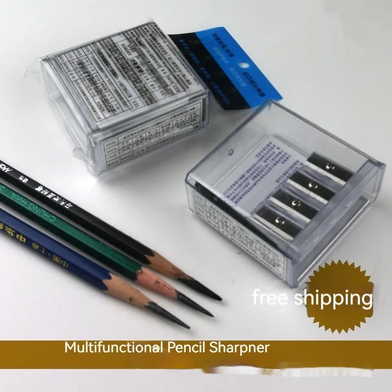 Geometric plastic pencil sharpener with four holes for sketching art pencils