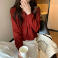 Women's long-sleeved acrylic cardigan coat in milky white, red, pink, light purple, or black colours