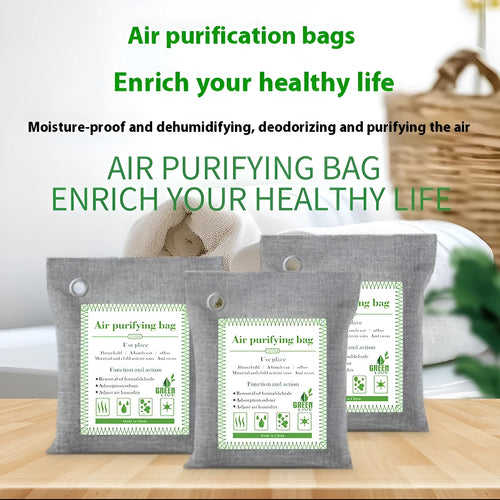 A sewing-style fabric bag filled with bamboo charcoal for formaldehyde removal and air freshening.