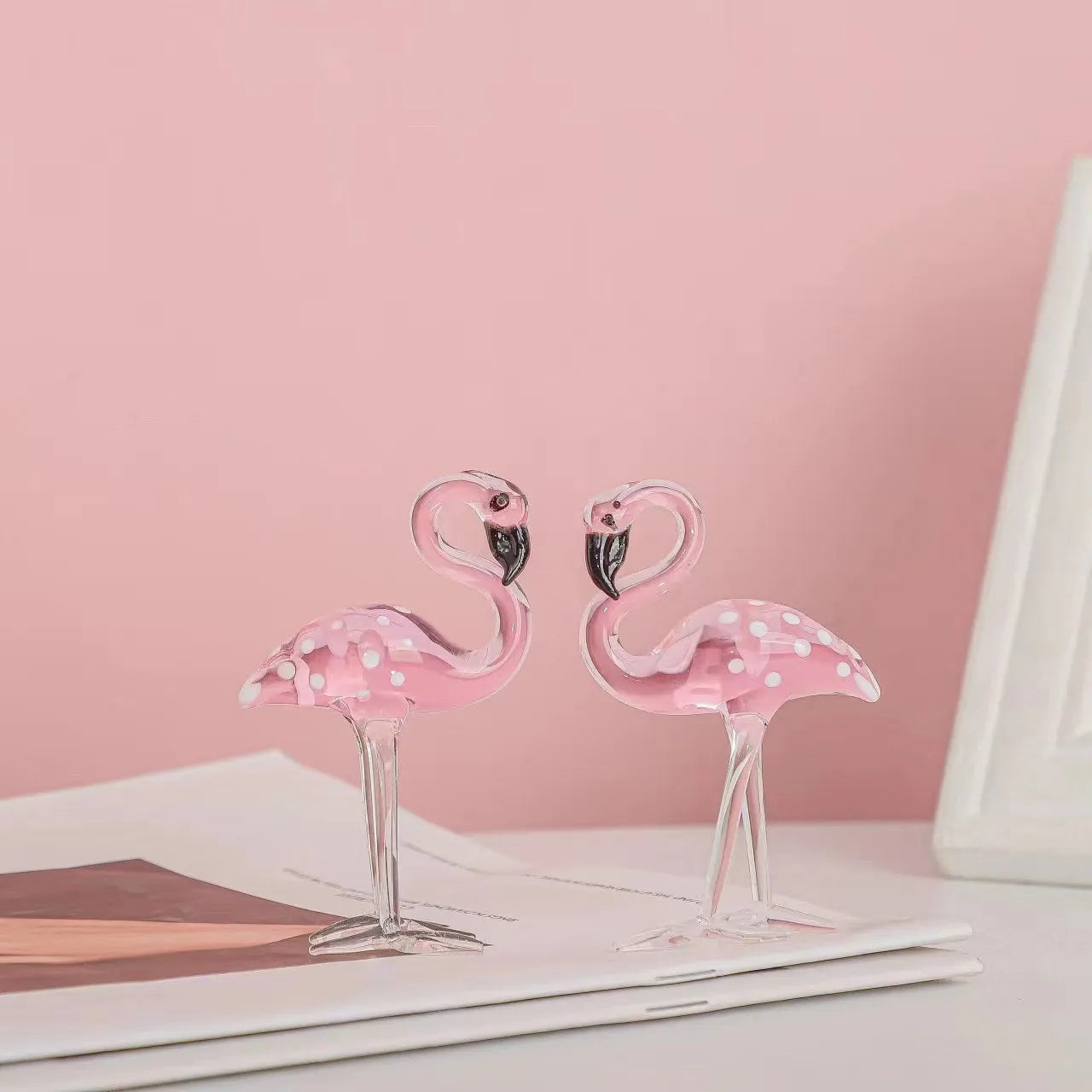 Pink crystal flamingo decorative craft ornament for home hall table display