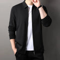 Men's polyester casual business jacket in black, dark grey or apricot with straight hem