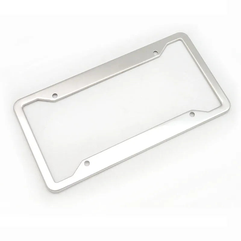 Aluminium alloy stainless steel licence plate frame in black, grey, silver, and steel finishes.