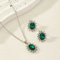 Sunflower zircon necklace and earring set in multiple colour options