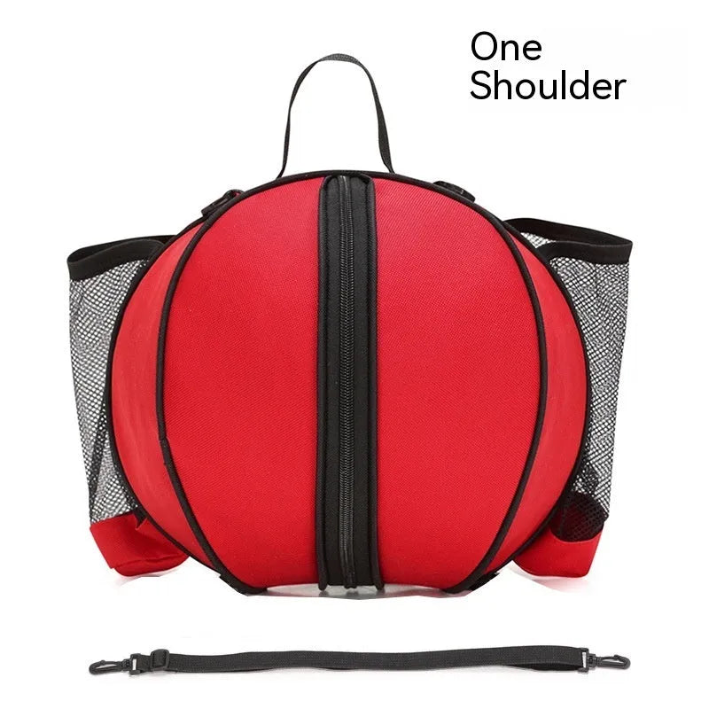 Oxford cloth basketball training bag in black, shown in one-shoulder and two-shoulder backpack styles