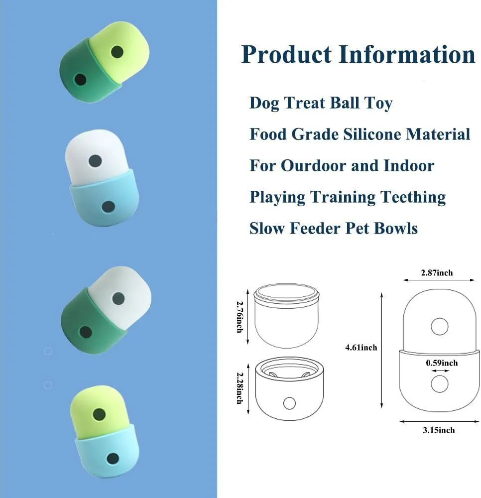 Dog treat puzzle ball 8x11cm in food grade silicone with detachable design