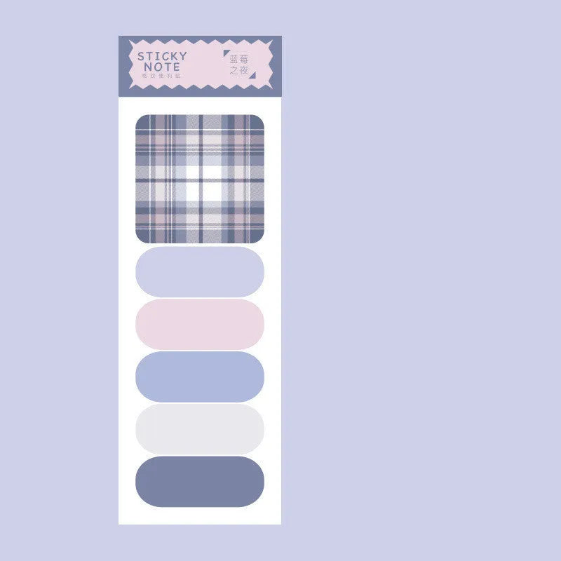 Colourful memo pad with 120 sticky notes in six plaid designs measuring 67mm by 200mm