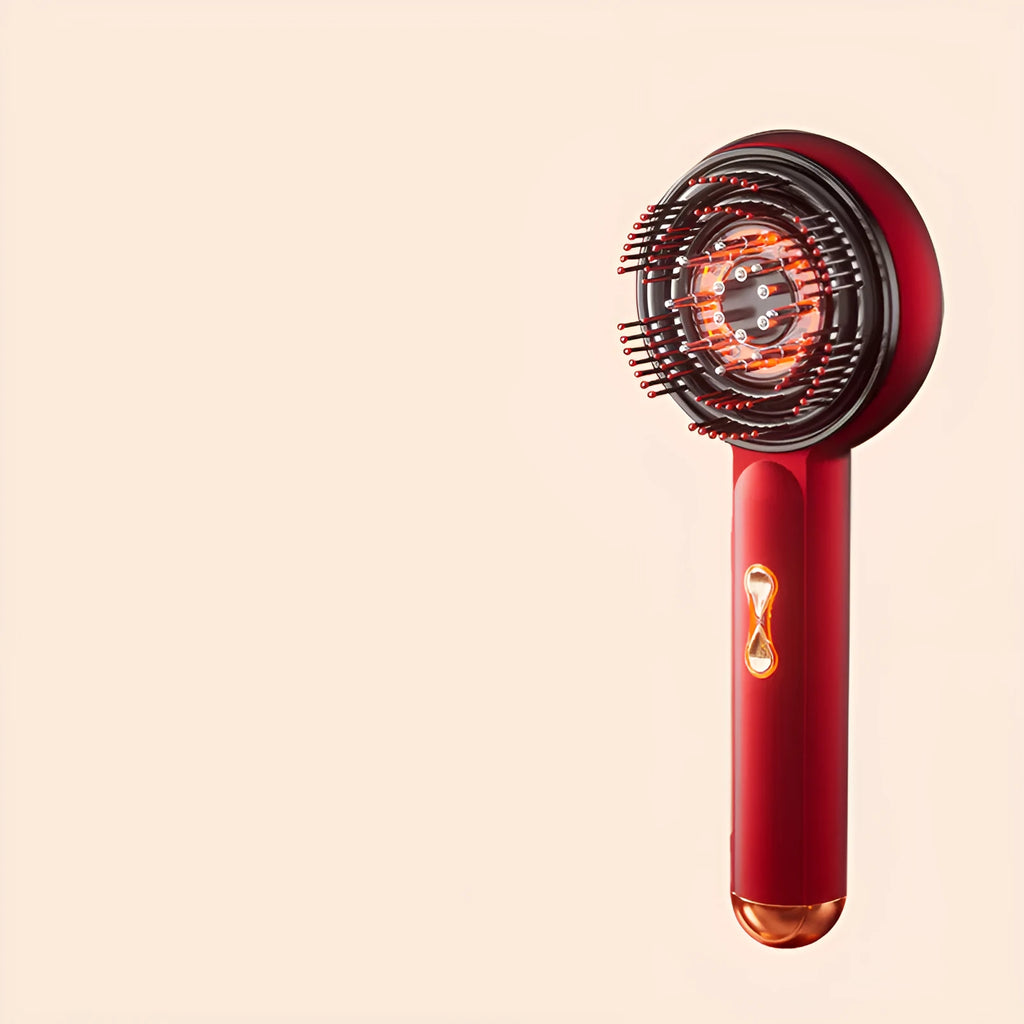 Rechargeable red and blue LED scalp massage hair comb with Type-C charging port