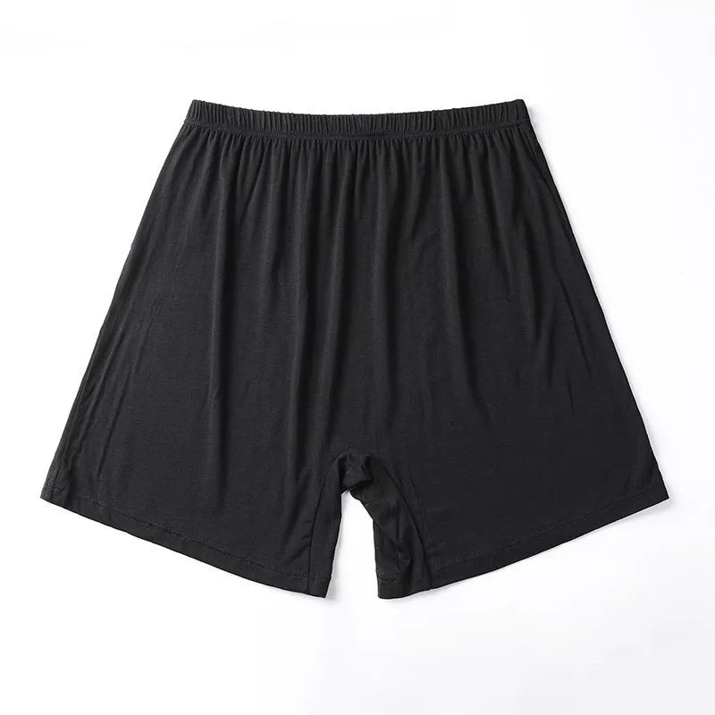 Men's solid colour high-waist boxer shorts made from modal fabric, shown in black, on a white background.
