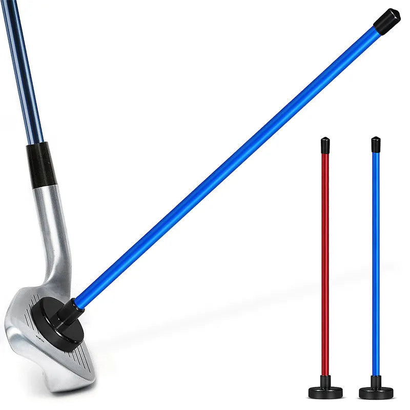Red aluminium alloy golf swing trainer with magnetic baseball bat alignment design