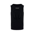 Men's sleeveless white waistcoat with hollow thread detail and round neck pullover design