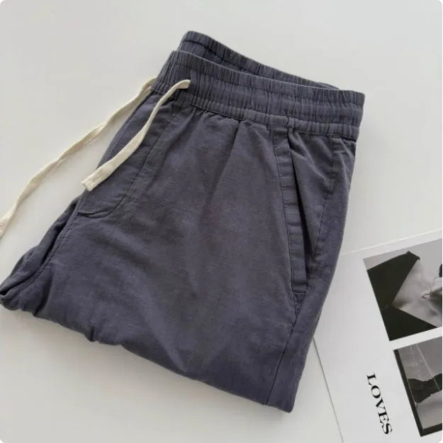 Men's loose straight casual trousers with drawstring waist in multiple colour options