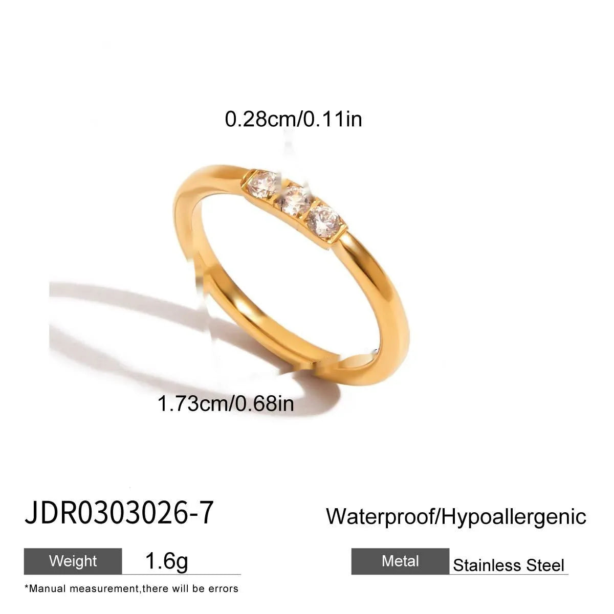 Geometry design titanium steel zircon ring on a hand, showing stainless steel band and contemporary styling.