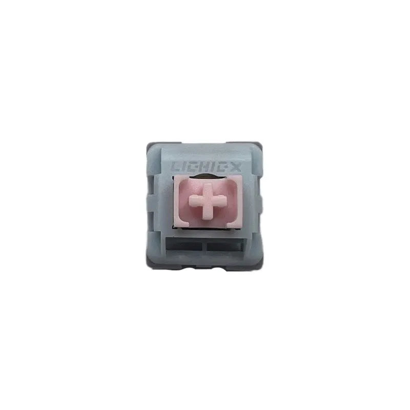 Dew Axis-4 colour linear mute mechanical keyboard switches showing three-colour shaft core through small window design