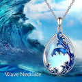 Moonstone blue alloy pendant necklace with heart-shaped design for women