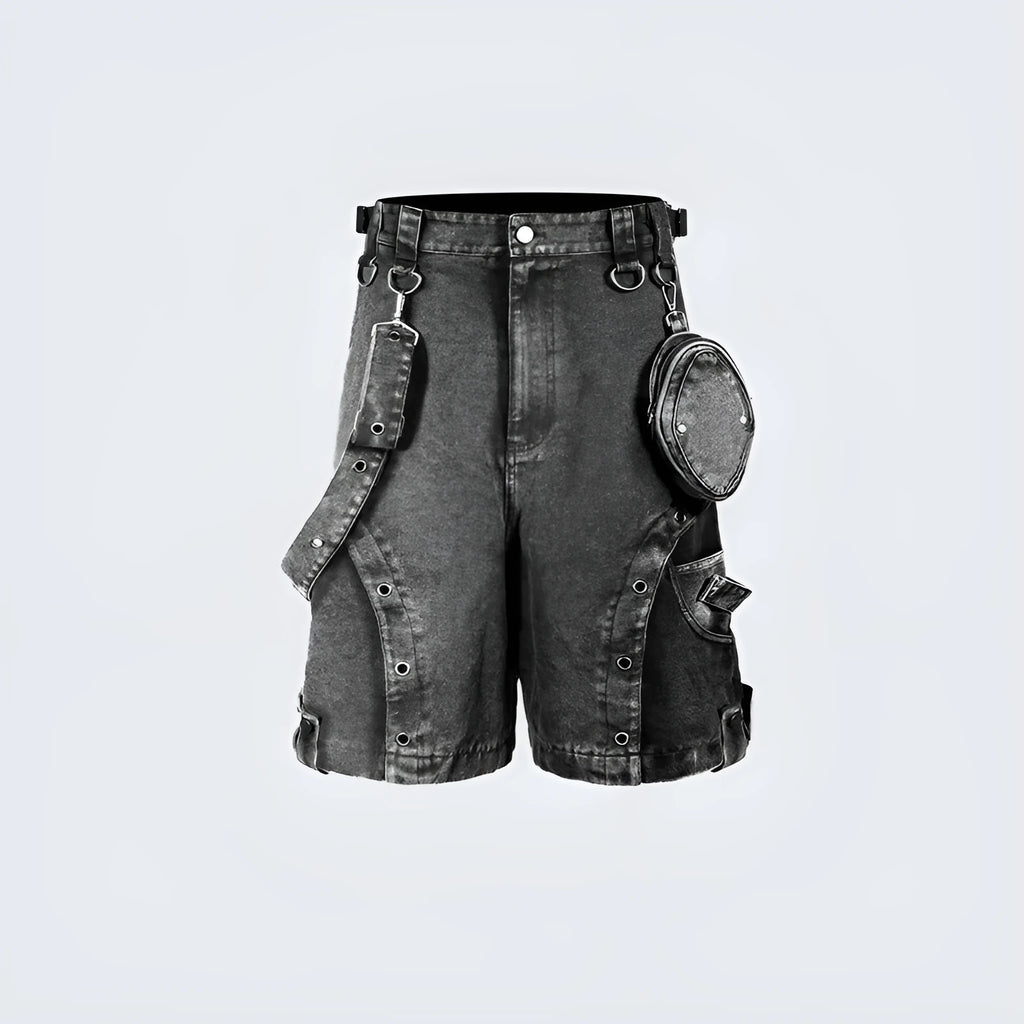 Women's retro style high waist loose fit denim shorts in street style design