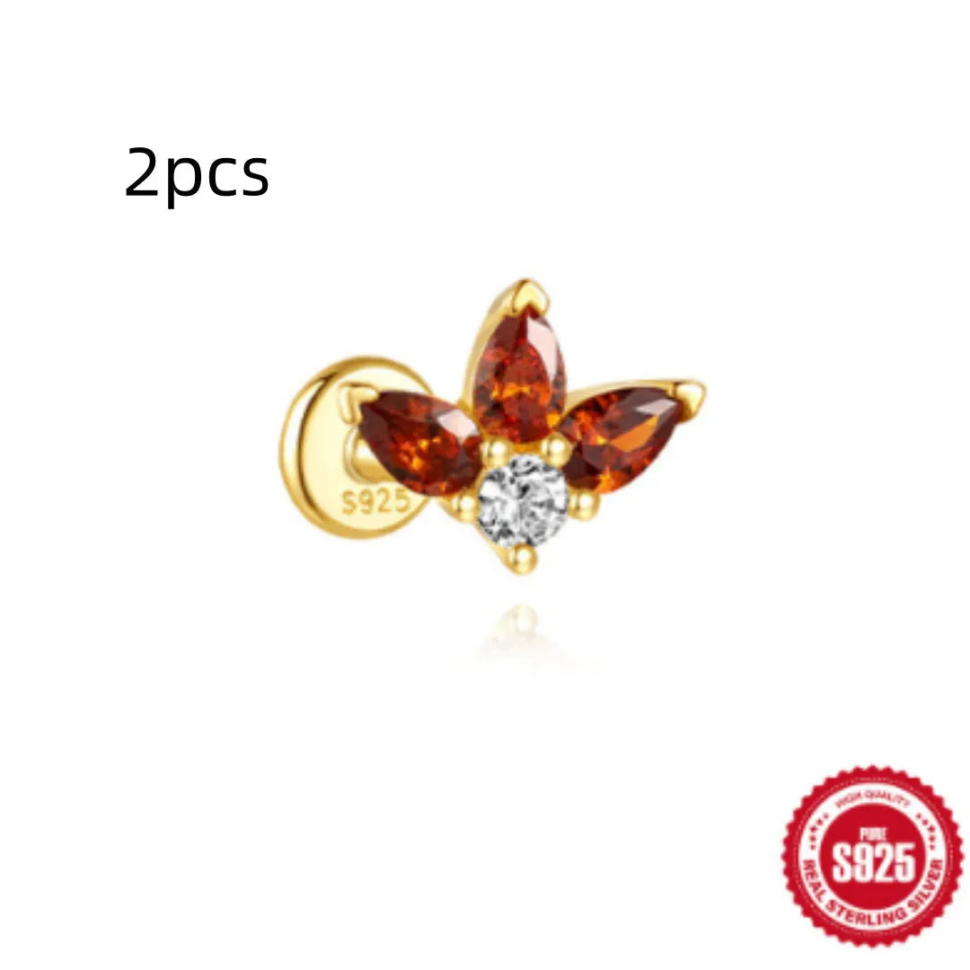 S925 sterling silver water drop earrings with flat spiral geometric design in gold colour